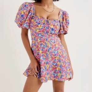 NWT For Love & Lemons Sasha Mini Dress Blue Dizzy Floral size XS